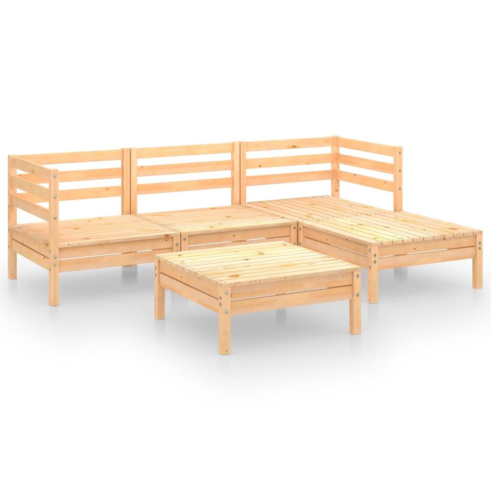 Salon de jardin 5 pcs bois de pin massif