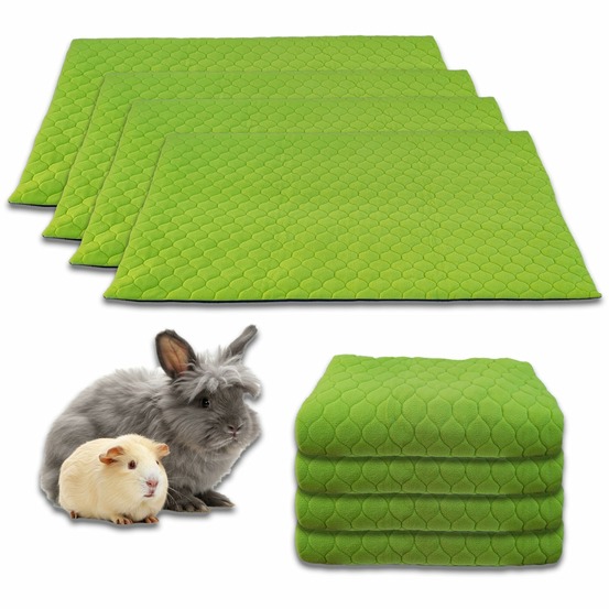 Lot de 4 - tapis qui remplace la litière pour cochon d'inde et lapin - absorbant, imperméable, passe en machine 105 x 105 cm