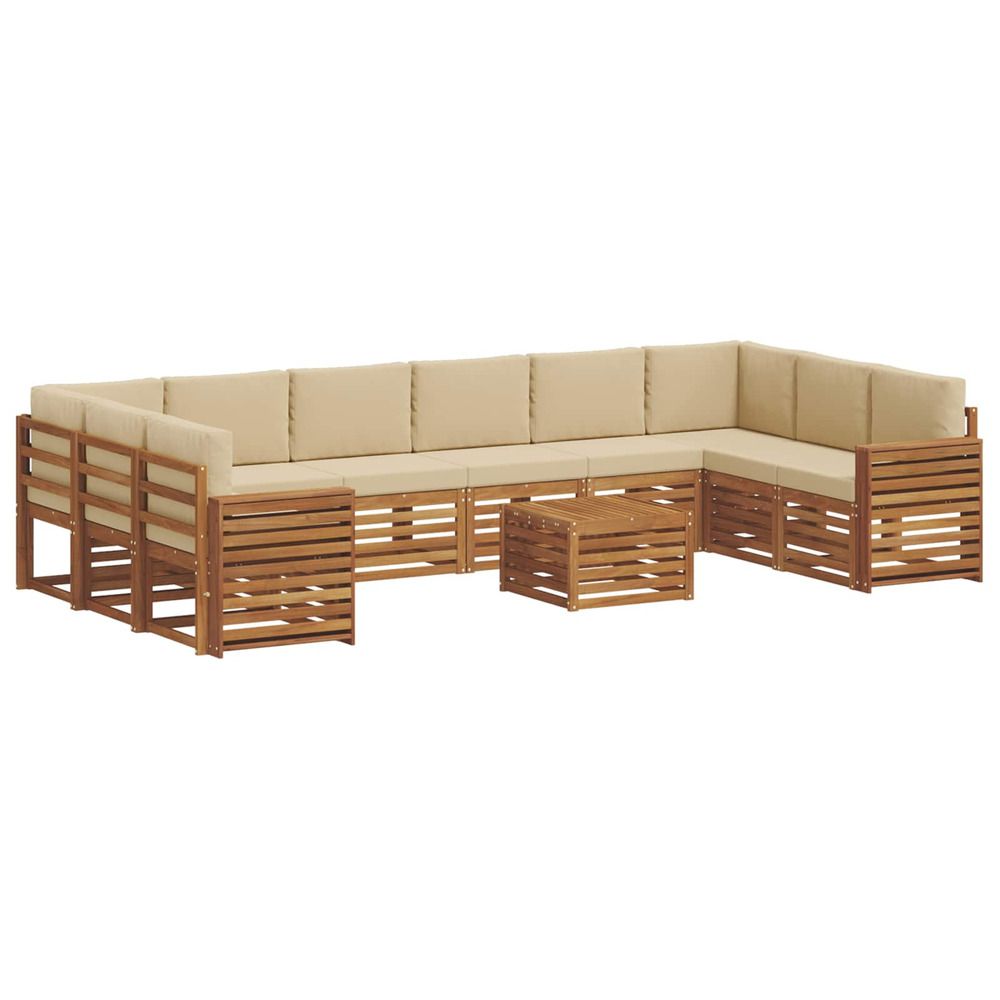 Ensemble de canapés d'extérieur 11 pc naturel et beige