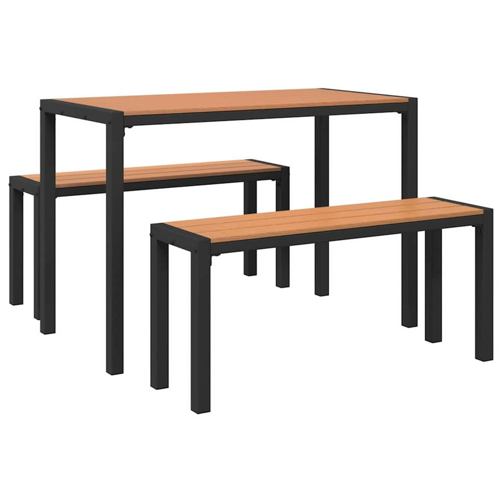 Ensemble de salle à manger pour jardin 3 pcs marron acier