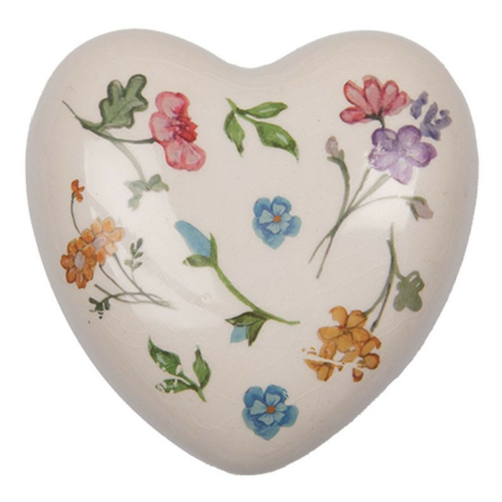Coeur décoratif fleurs céramique 12x4x12cm