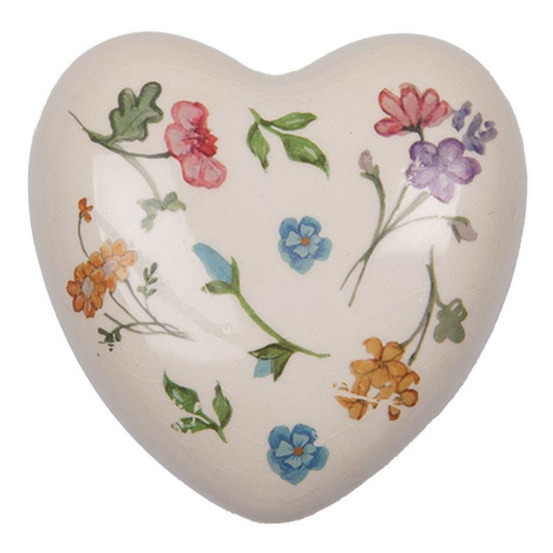Coeur décoratif fleurs céramique 12x4x12cm
