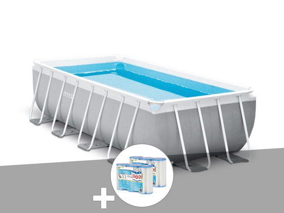 Kit piscine tubulaire prism frame rectangulaire 4,00 x 2,00 x 1,00 m + 6 cartou