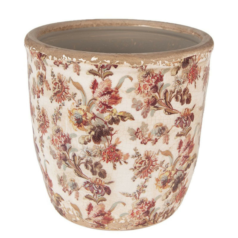 Pot de fleur d'intérieur beige rose 16x16cm