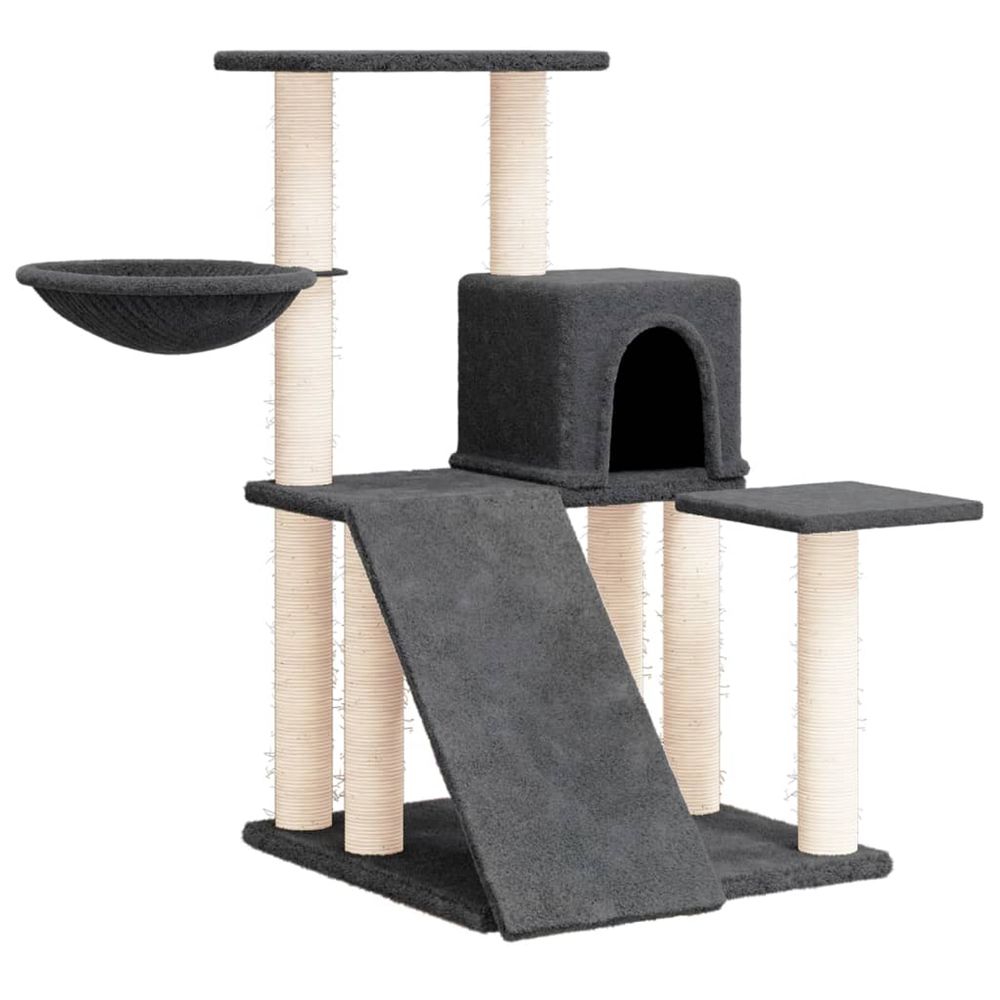 Arbre à chat avec griffoirs en sisal gris foncé 82 cm