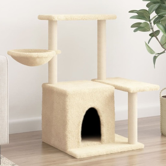 Arbre à chat avec griffoirs en sisal crème 83 cm