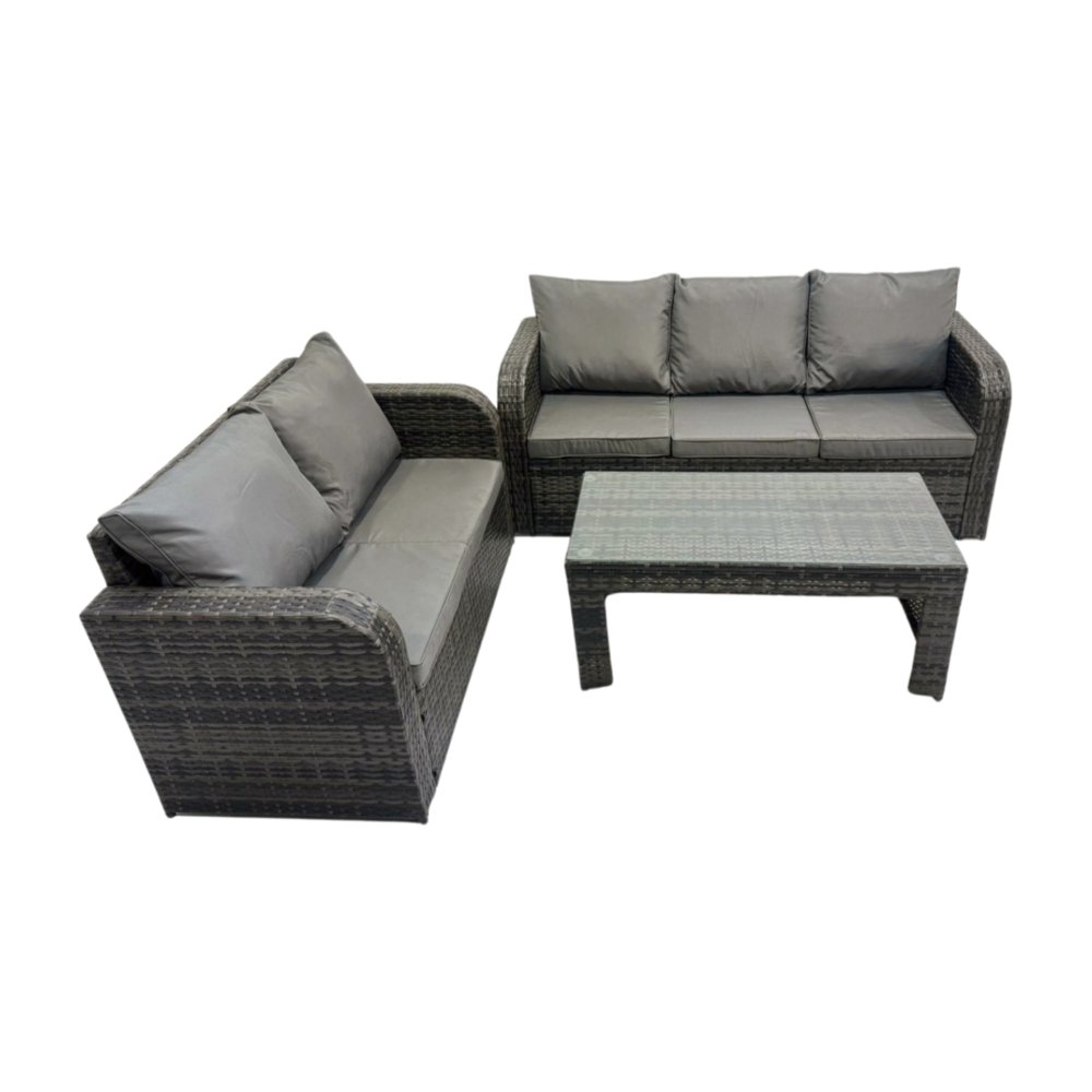 Ensembles de salon de jardin avec table basse rectangulaire gris foncé mixte