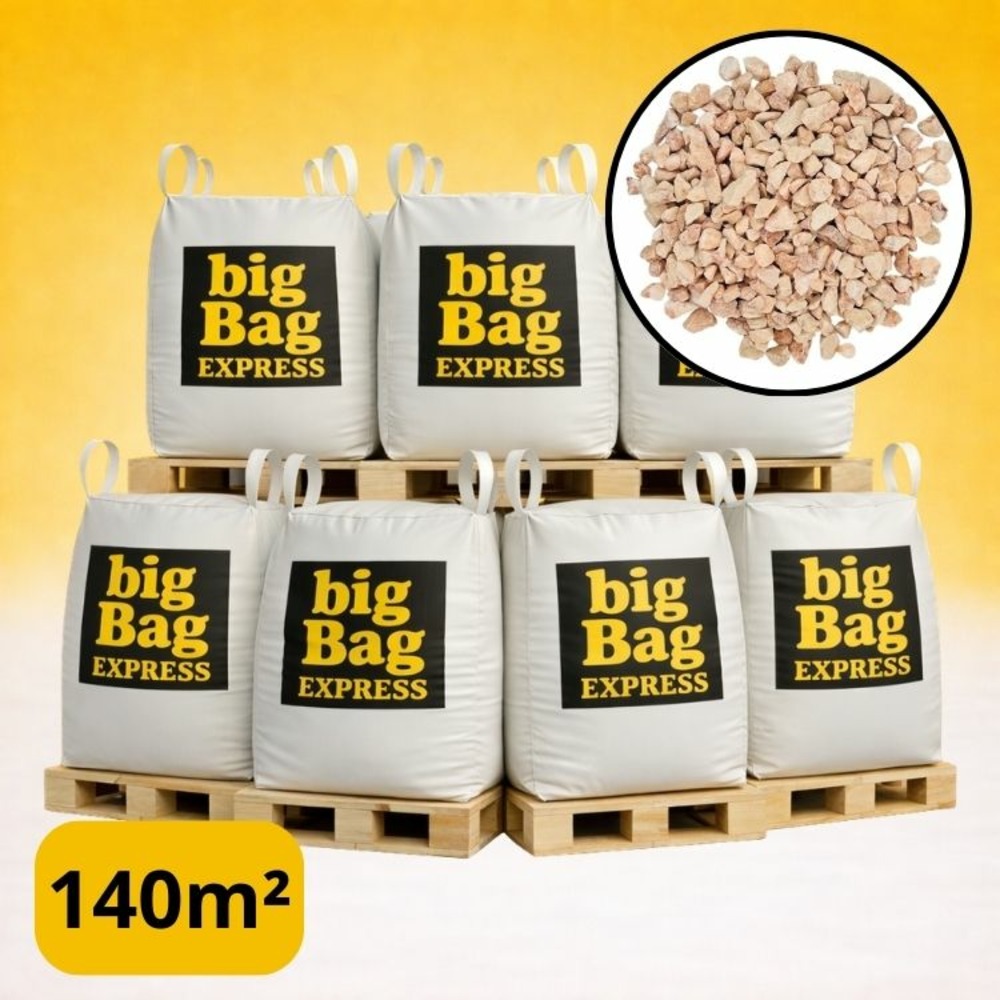 Pack 7 x big bag de +/- 1,5t ≃ 140m² gravier marbre rose ø 6/9 mm - livraison premium