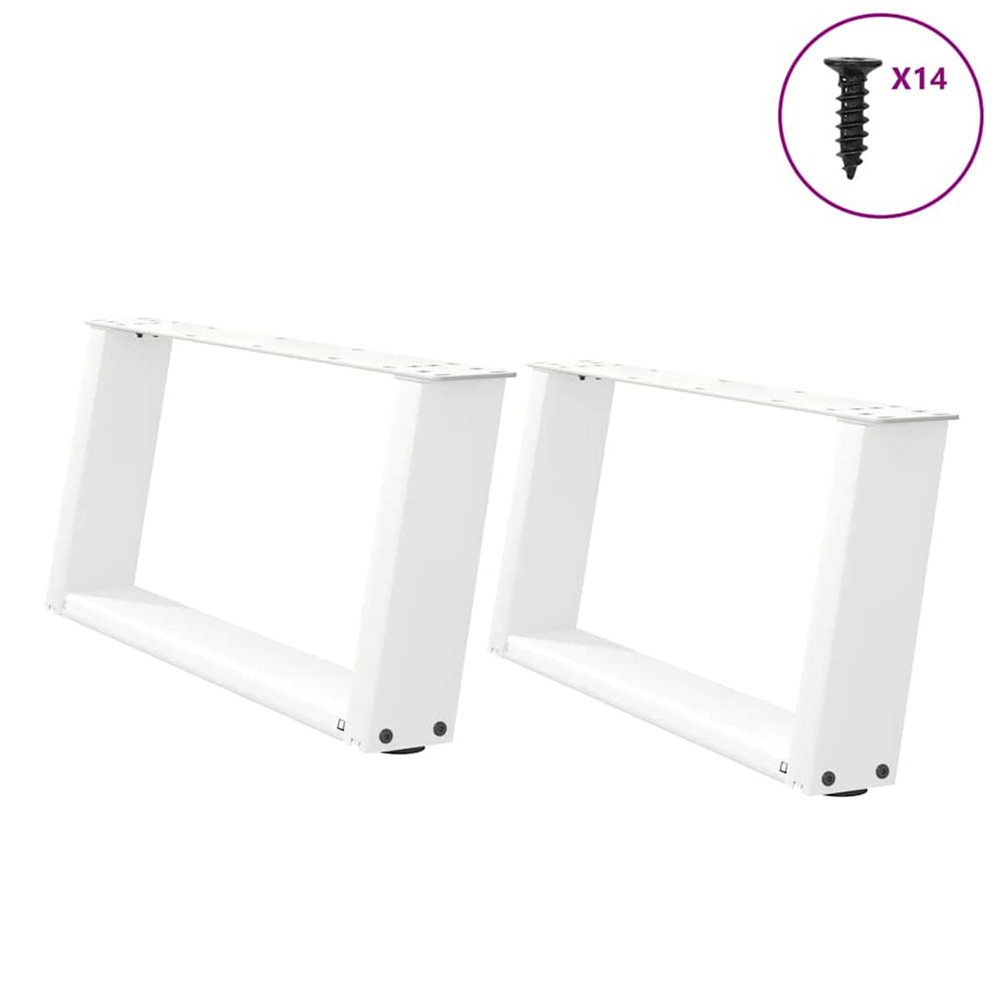 Pieds de table basse en u 2 pièces blanc 60 x (30-31) cm acier