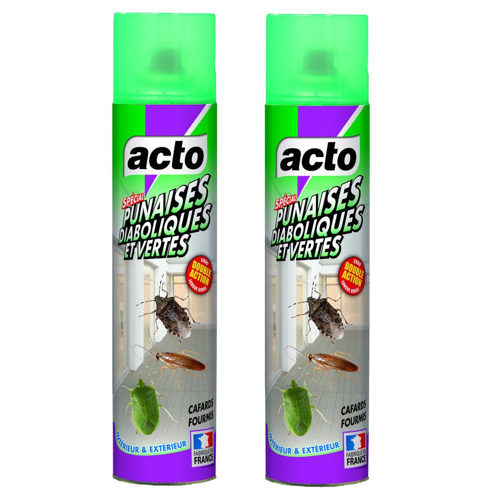 Lot de 2 acto anti-punaises diaboliques et vertes 400 ml
