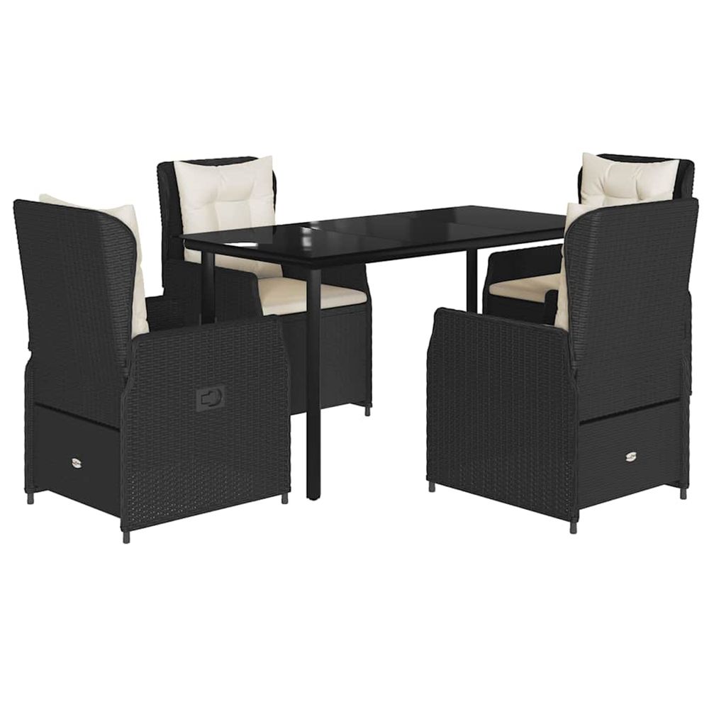 Ensemble à manger de jardin coussins 5pcs noir résine tressée