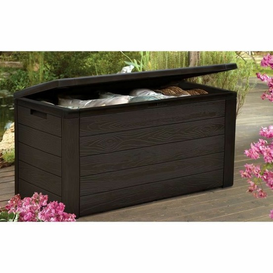 Tood malle / coffre de rangement en résine - 300 l - 120 x 46 x 58 cm - marron aspect bois