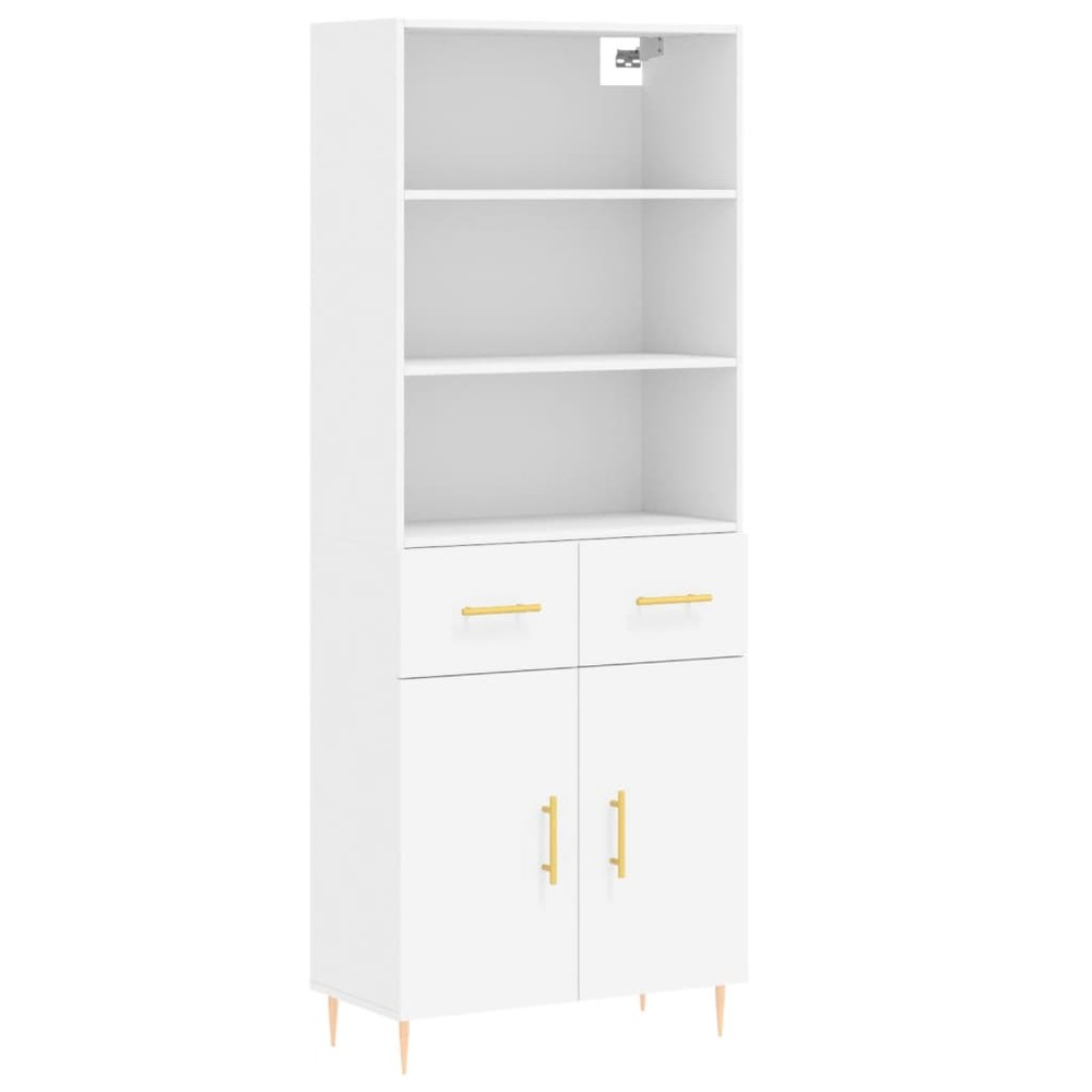 Buffet bahut commode armoire meuble de rangement organisateur cuisine salle de séjour salon haut 69,5 x 34 x 180 cm bois d'in