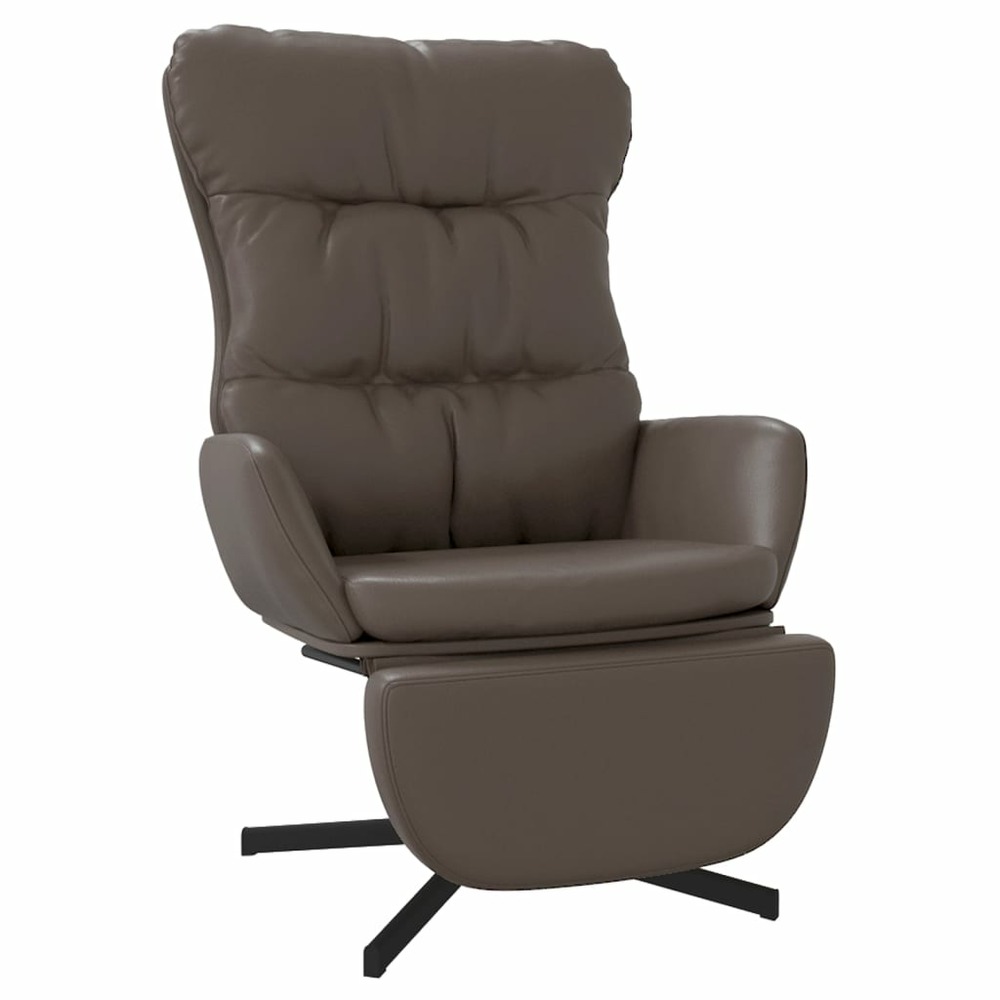 Chaise de relaxation avec repose-pied marron similicuir