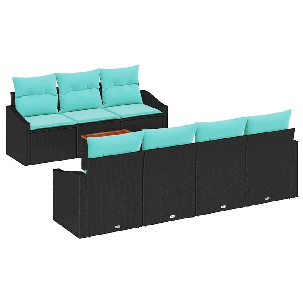 Ensemble de canapé de jardin 8 pc noir polyrotin