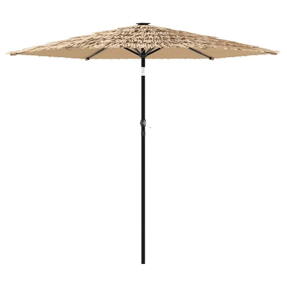 Parasol de jardin avec led et mât en acier marron 223x223x213cm