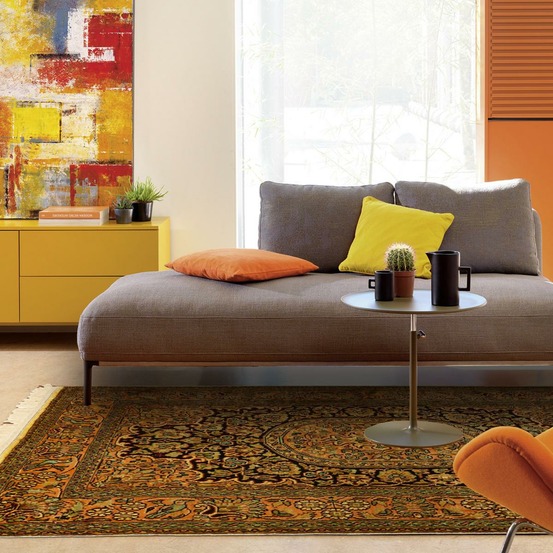 Authentique tapis d'orient 80x125 fait main en rayonne or cachemir a