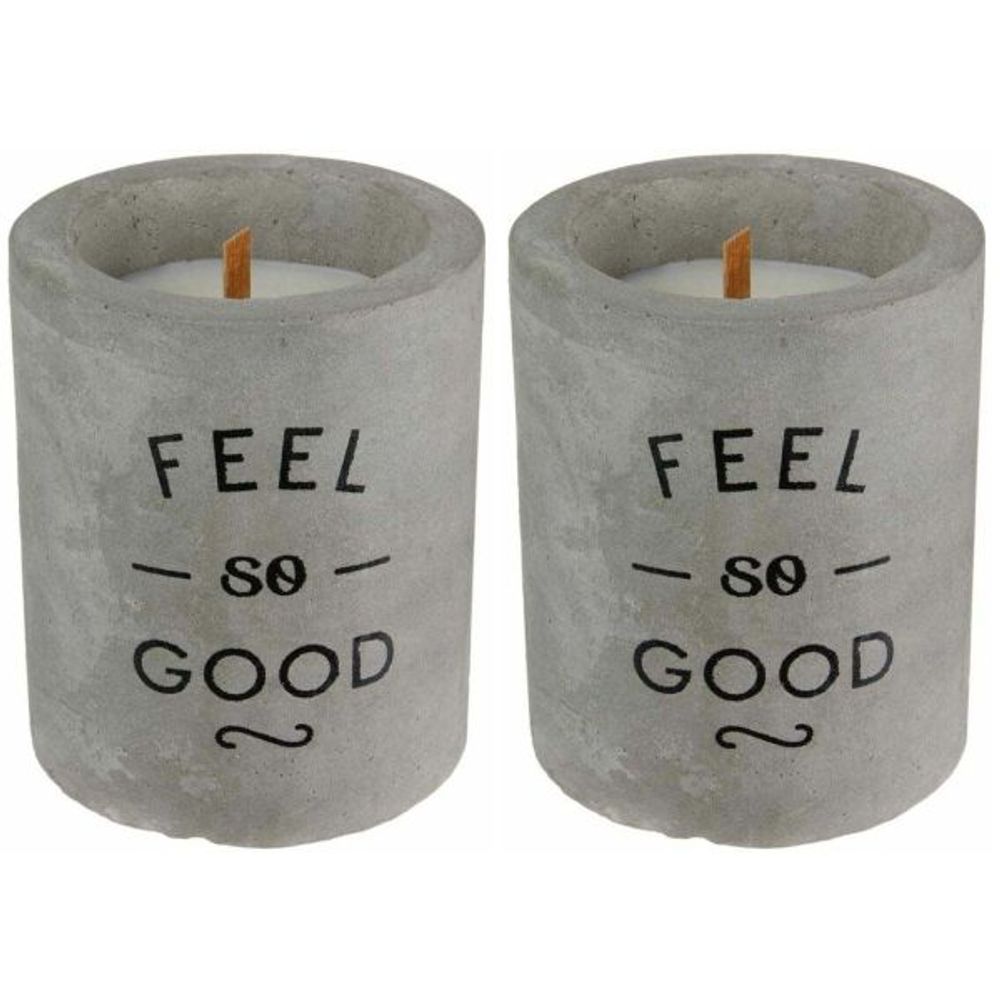 Bougie senteur linge frais pot en ciment (lot de 2)