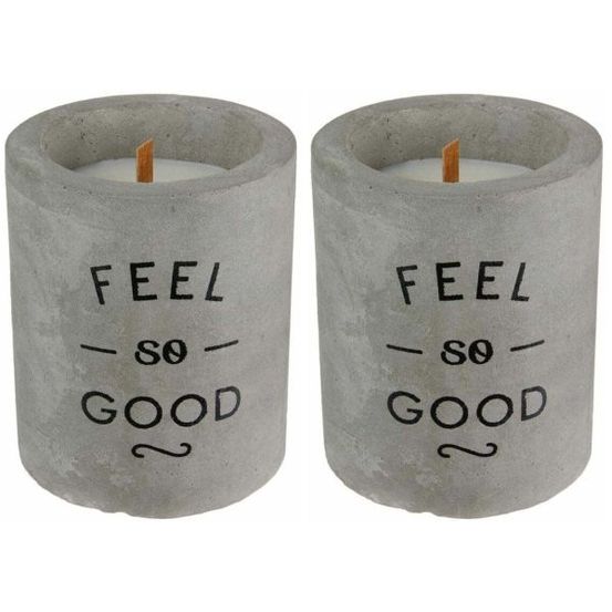 Bougie senteur linge frais pot en ciment (lot de 2)