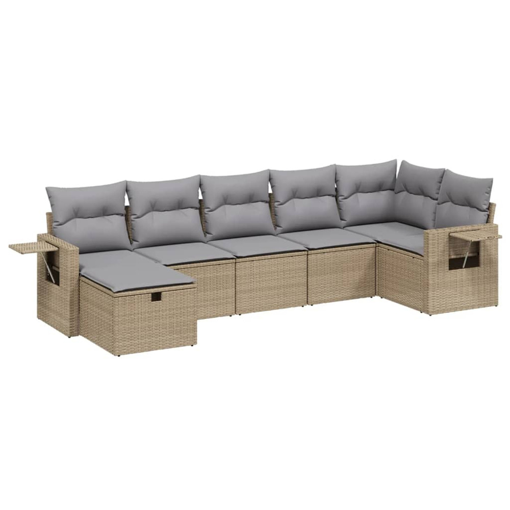 Salon de jardin avec coussins 7pcs mélange beige résine tressée