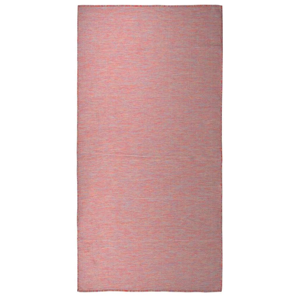 Tapis à tissage plat d'extérieur 100x200 cm rouge