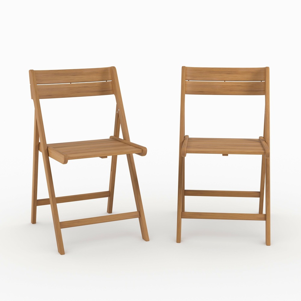 Siquijor-lot de 2 chaises pliantes en bois d'acacia