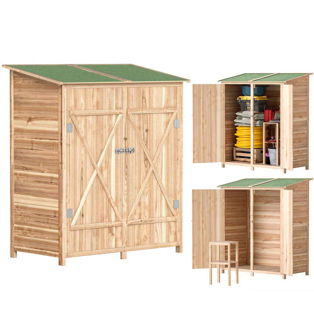 Abri de jardin épicéa 2 portes toit bitumé rangement extérieur 140x75x157cm - comfortxl outdoor living