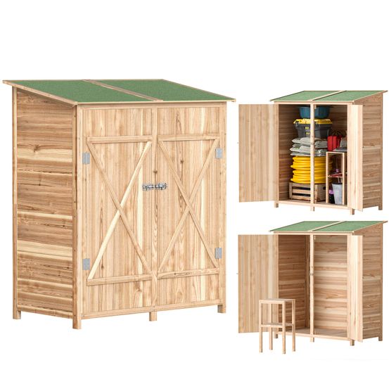Abri de jardin épicéa 2 portes toit bitumé rangement extérieur 140x75x157cm - comfortxl outdoor living