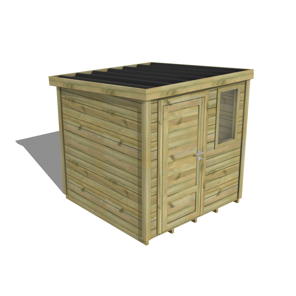 Abri de jardin bois pin traité autoclave 27mm - essentiel - 2,14x2,14m / 5m2 - bac acier - plancher bois