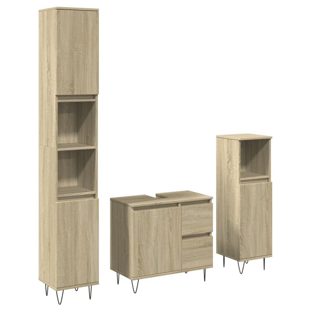 Ensemble de meubles de salle de bain 3 pcs chêne sonoma