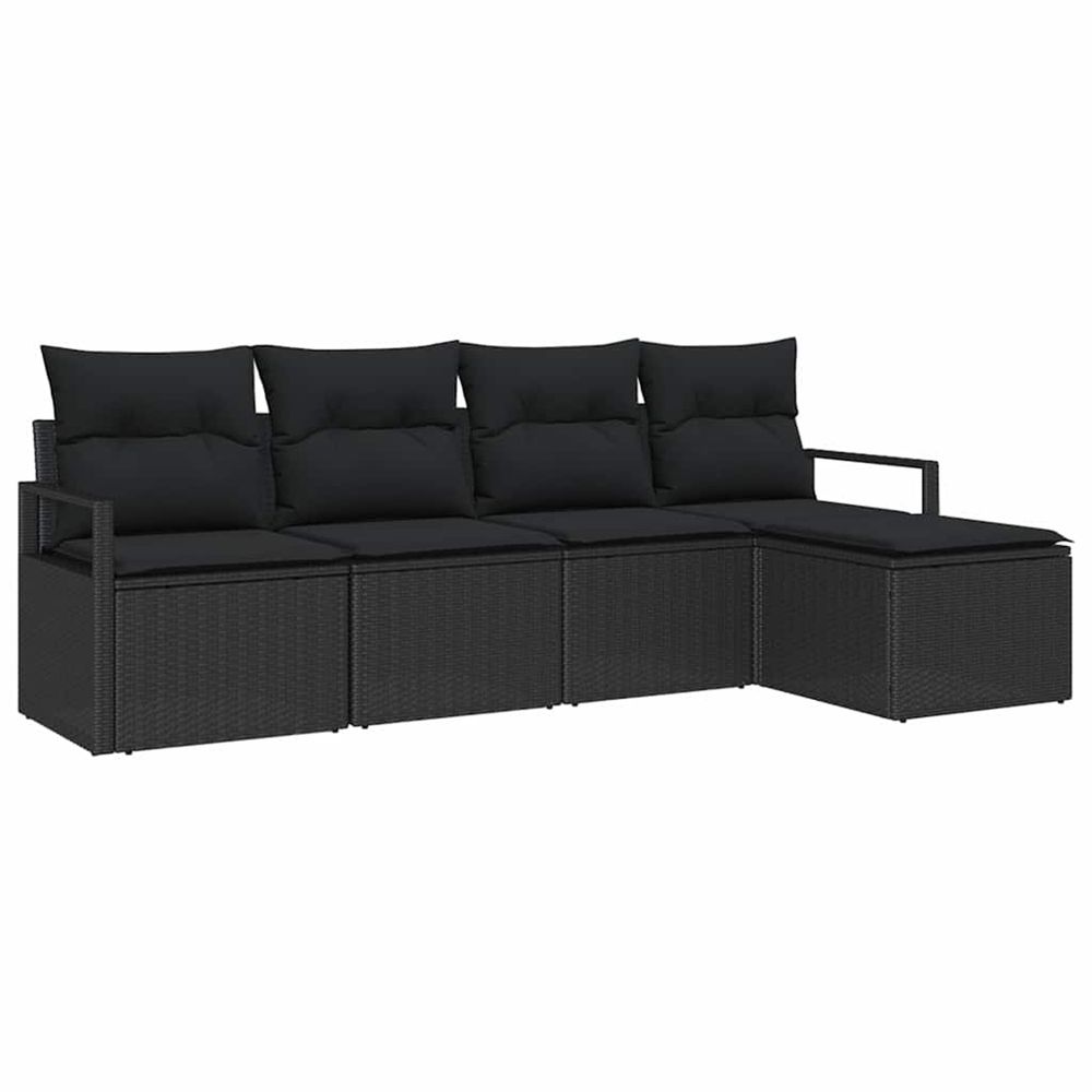 Ensemble de canapés 5 pc noir polyrotin