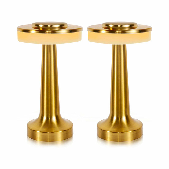 Set de 2 lampes de table chic doré metal h21cm