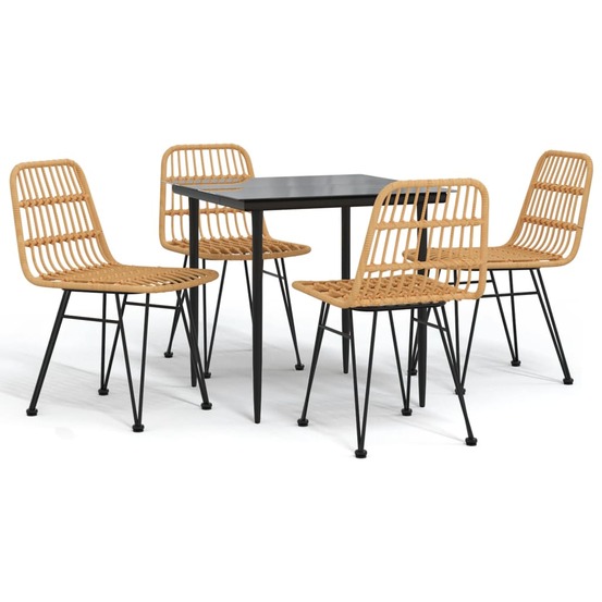 Ensemble à manger de jardin 5pcs résine tressée