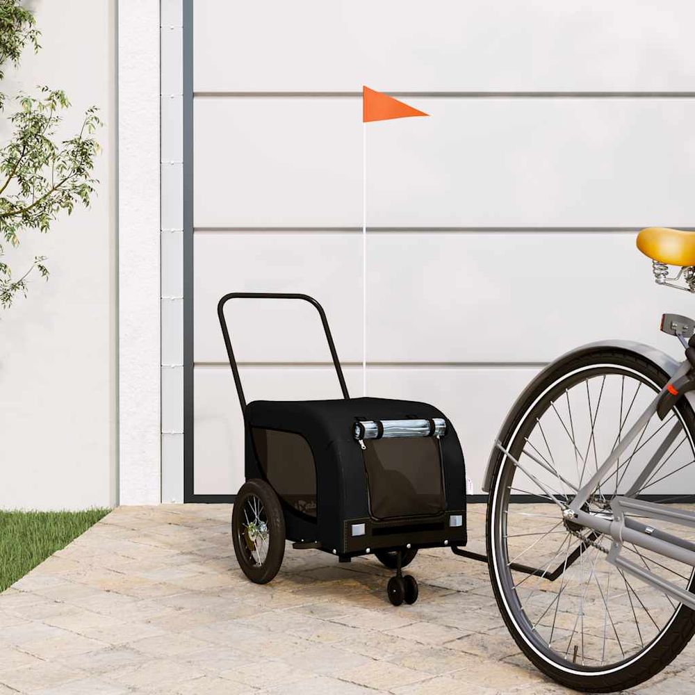 Remorque vélo pour chien en tissu oxford transport sécurisé pour balades noir