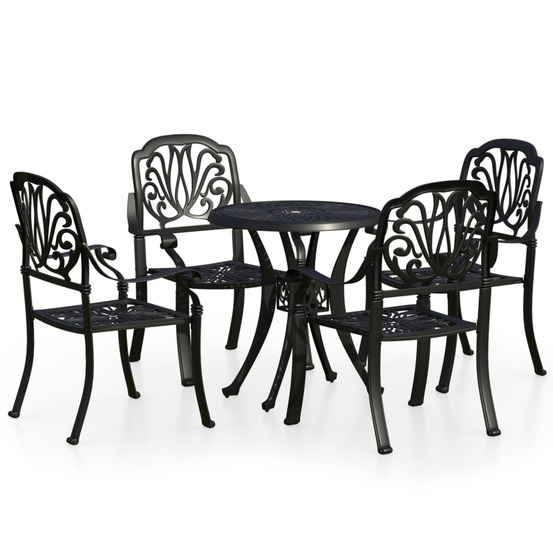 Ensemble de bistro 5 pcs aluminium coulé noir
