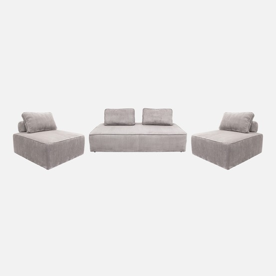 Ensemble chauffeuses lao pour canapé modulable en velours côtelé 4 places gris clair