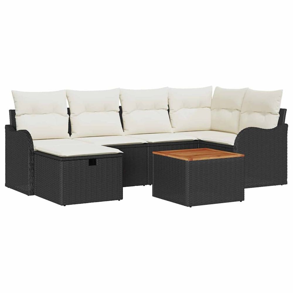 Ensemble de canapé de jardin 7 pc noir polyrotin