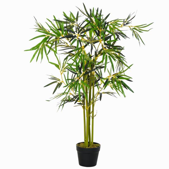 Faux bambou artificiel plastique intérieur extérieur effet naturel 552 feuilles 120cm