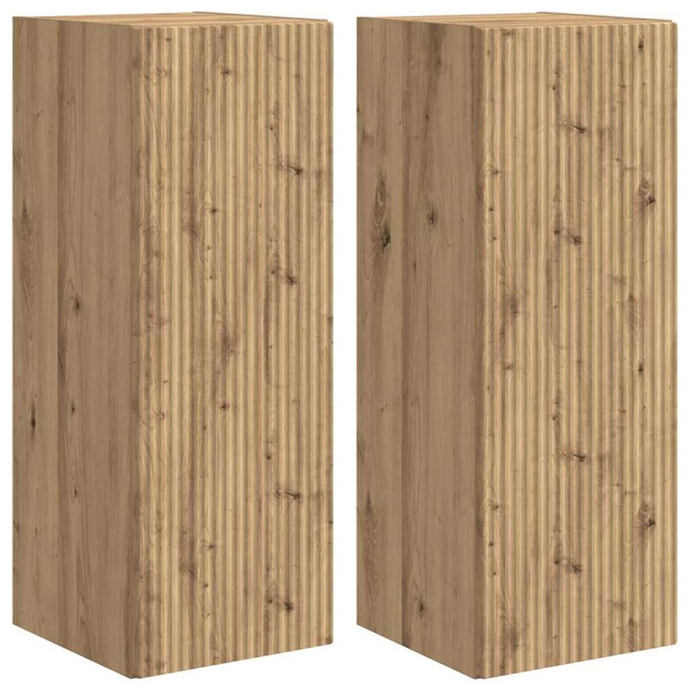Meuble tv mural 2 pc chêne artisan bois d'ingénierie