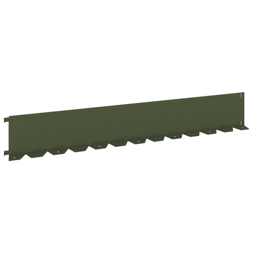 Bordure de pelouse 20 pc 102 x 15 x 4 cm acier vert olive