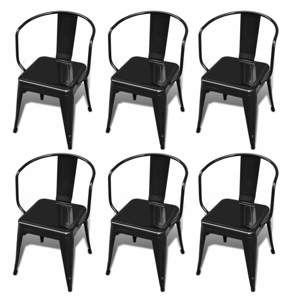 Chaises de salle à manger 6 pcs noir acier