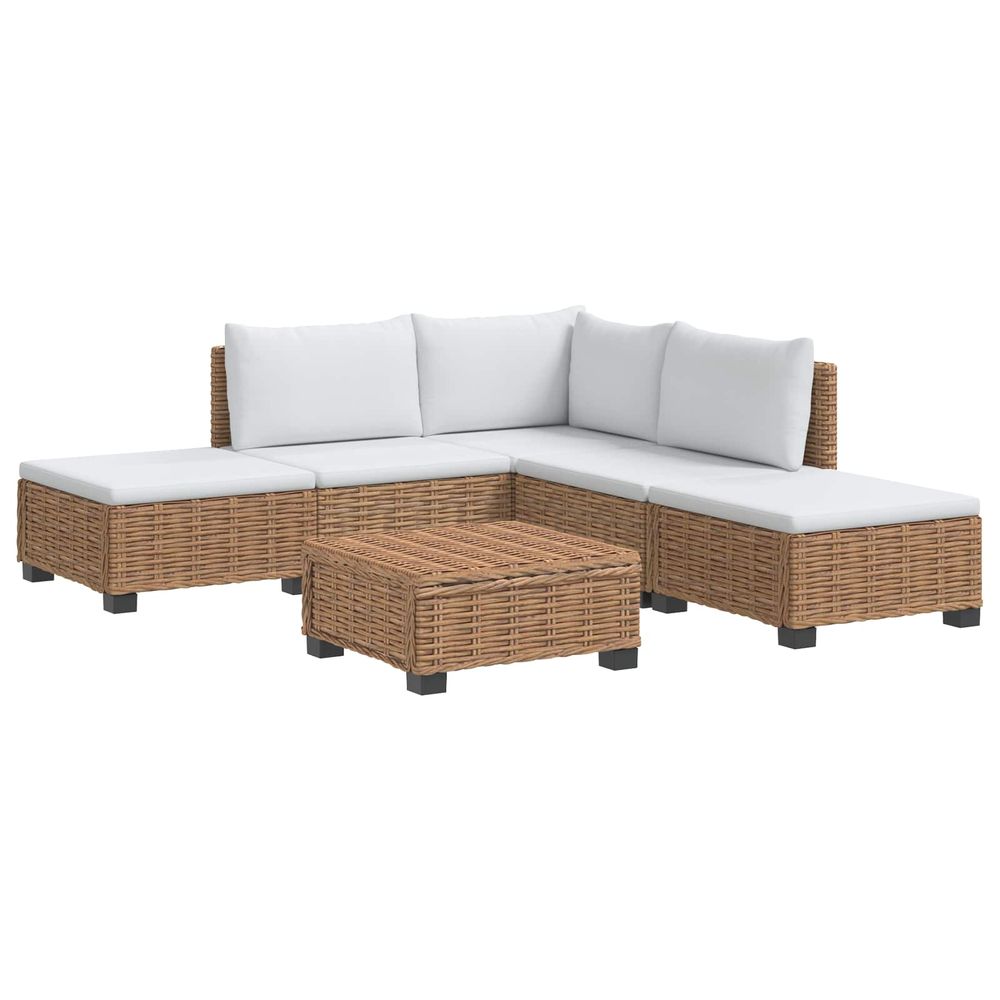 6 pc ensemble de salon en rotin avec coussins gendt naturel