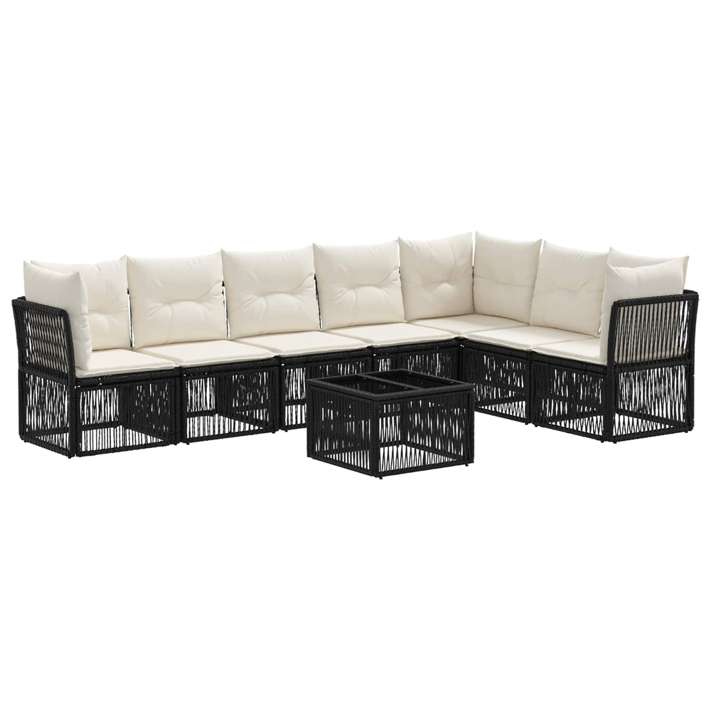 Ensemble de canapé de jardin 8 pcs noir polyrotin