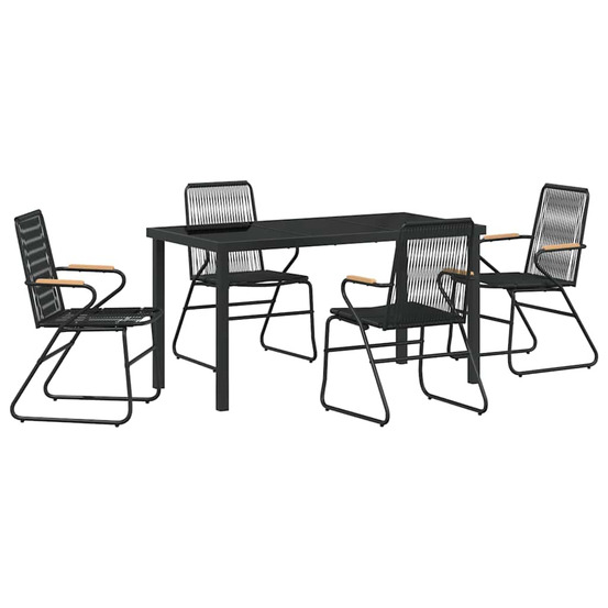 Ensemble de salle à manger pour jardin 5 pcs noir rattan pvc