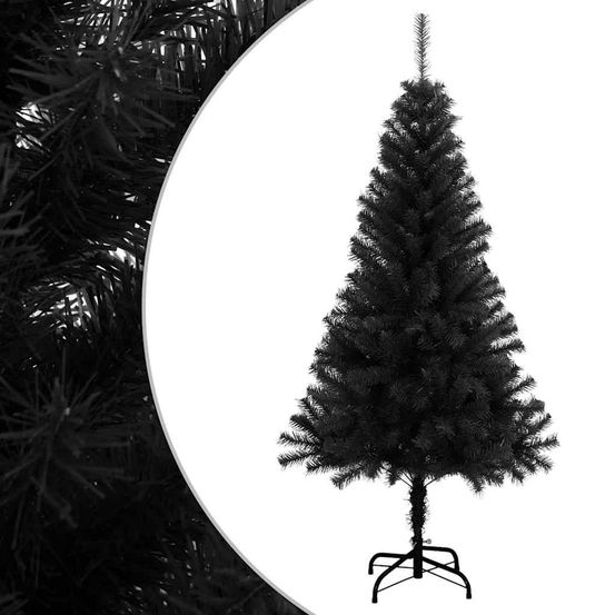 Sapin de noël artificiel avec support noir 120 cm pvc