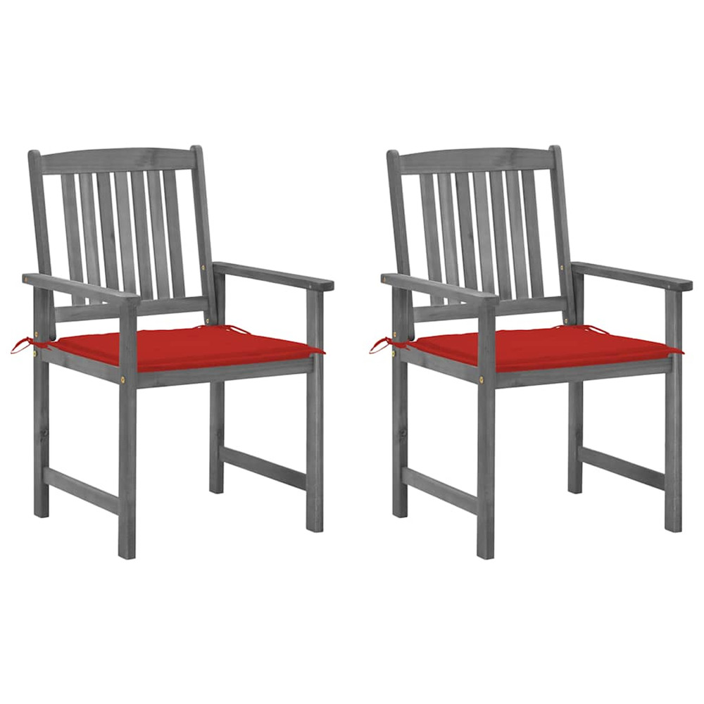 Chaises de jardin et coussins lot de 2 gris bois acacia massif