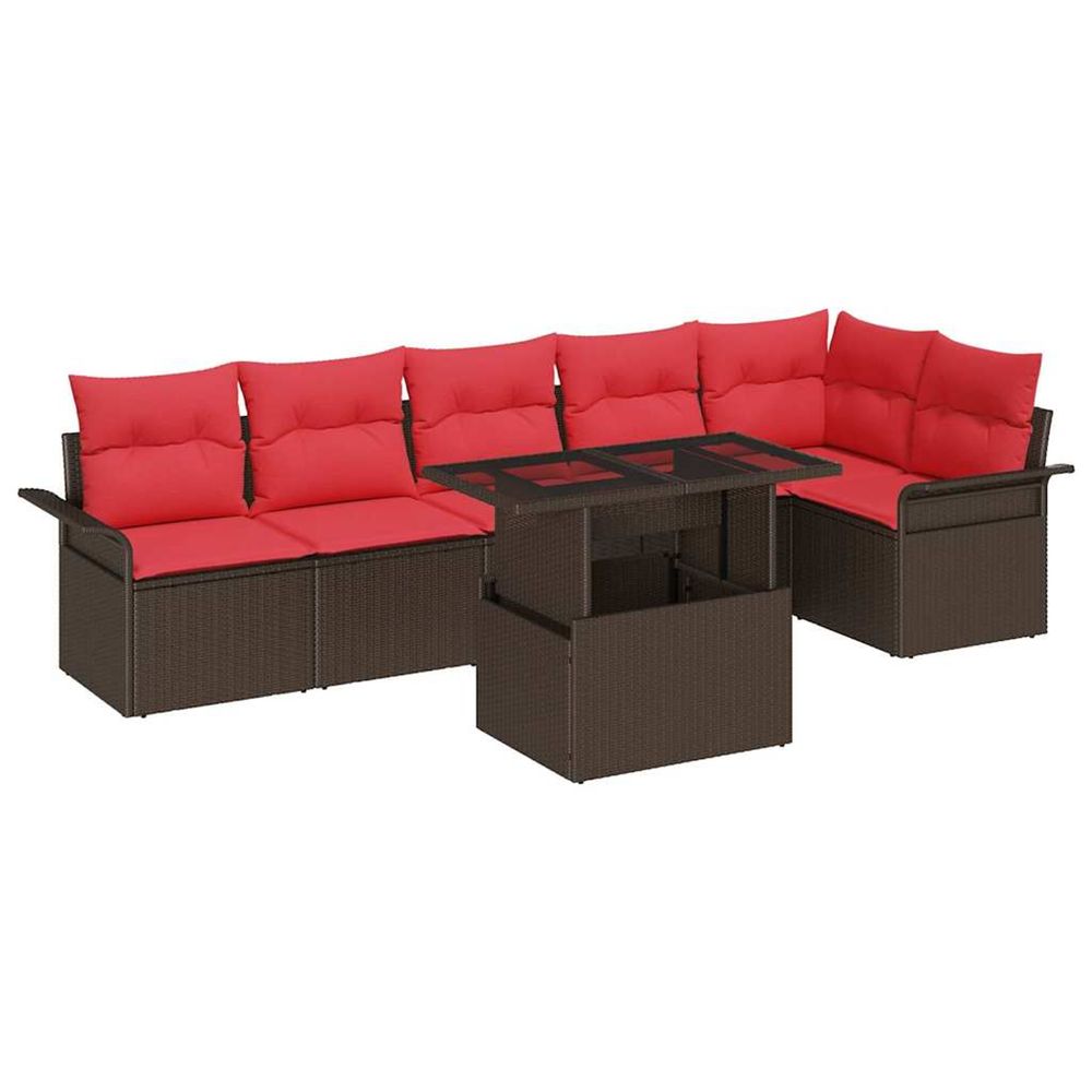 Ensemble de canapé de jardin 7 pc marron