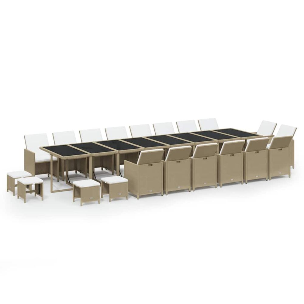 Ensemble à manger de jardin coussins 21 pcs résine tressée