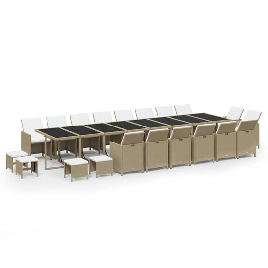 Ensemble à manger de jardin coussins 21 pcs résine tressée