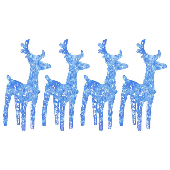 Rennes de noël 4 pcs 160 led bleu acrylique